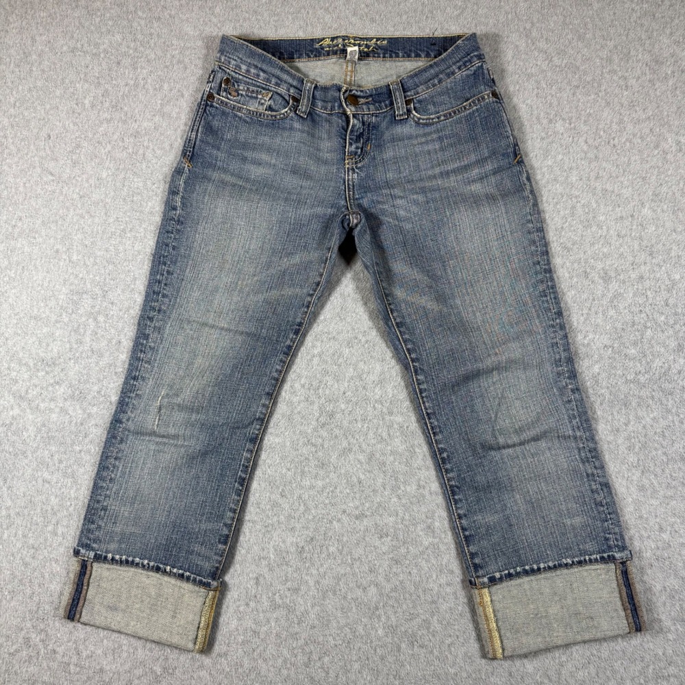 Y2K Abercrombie & Fitch Jeans Women Stretch Low Rise Cuffed Crop Distressed 0